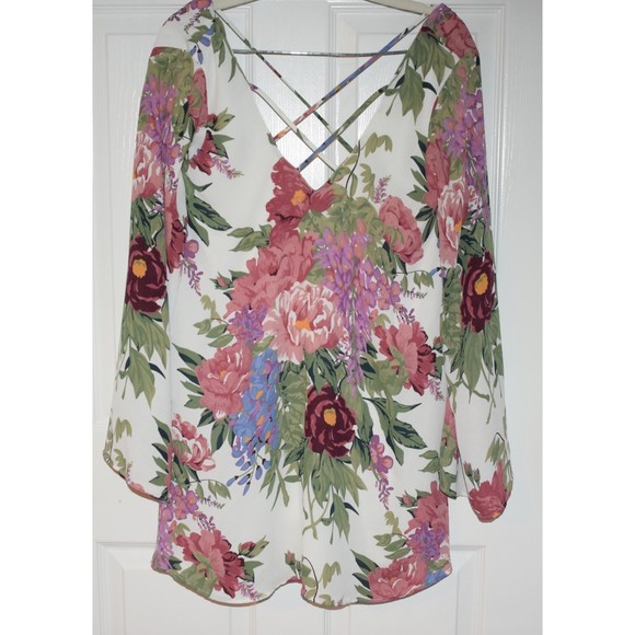 Show Me Your Mumu Bell Sleeve White Floral Joni Flow Dress Sz: S - Picture 3 of 3